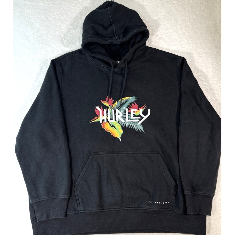 Hurley Mens Black Tropical Floral Graphic Pullover Hoodie Sweatshirt Size XXL